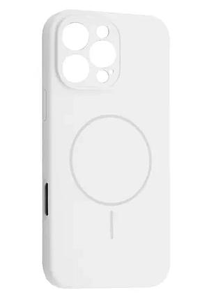 Чехол silicone case full camera fine ring magsafe for iphone 16 pro white