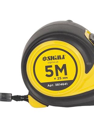 Рулетка sigma compact обрезиненная двустороннее полотно/зацеп 5 м х 25 мм