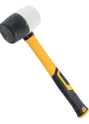 Киянка sigma резиновая черно-белая 450 г фибергласовая рукоятка