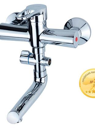 Смеситель для ванны aquatica hl гусак прямой 150мм дивертор выносной картриджный ø35 мм