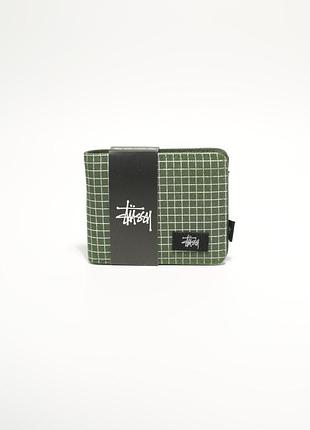 Stussy гаманець чоловічий / гаманець жіночий / гаманець / стусі / стуссі / клатч / портмоне зелений в клітинку