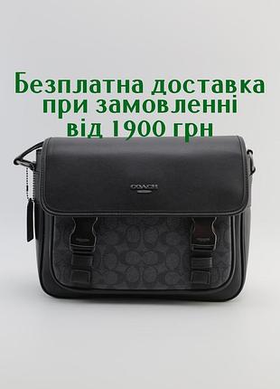 Coach сумка через плече / сумка на плече / куш / коач / сумки / чоловічі сумки через плече / сумка чоловіча чорний з принтом