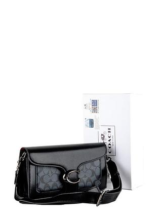 Жіноча сумка coach tabby 26 signature canvas, плечова сумка коуч чорний