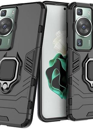 Чехол fiji ring для huawei p60 / p60 pro бронированный бампер с кольцом подставкой черный