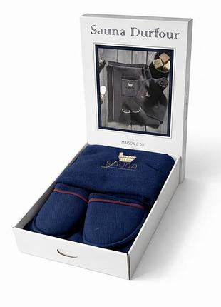 Мужской набор в баню maison d’or sauna dufour navy хлопок синий