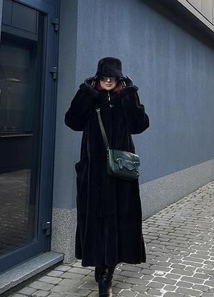 Шуба пальто норка black glama 125 см оверсайз 48-54