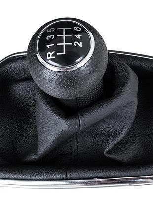 Vw bora 98-05 ручка кпп чорна + сильфон з рамкою хром 6 передач отв.12мм