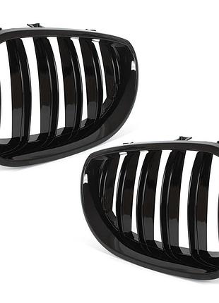 Решітки радіатора ніздрі bmw 5 e60 / e61 03-10 black glossy double bar бмв