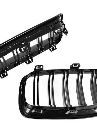 Bmw 3 f30 / f31 11-15 седан / комбі муляжі між фарами (нирки) ліва+права комплект чорна глянцева подвійна