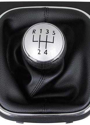 Vw golf v 03-08 ручка кпп срібна + чорний сильфон з хромовою рамкою 5 передач