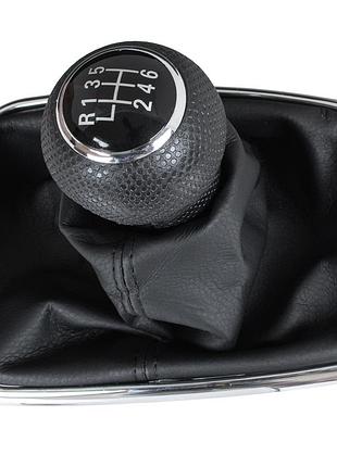 Vw bora 98-05 ручка кпп чорна + сильфон з рамкою хром 6 передач отв.23мм
