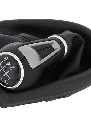 Seat leon ii 05-13 ручка кпп чорна pu шкіра + сильфон з рамою 6 передач