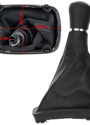 Audi a3 8l 96-03 ручка кпп чорна еко шкіра 5 передач + сильфон чорний з рамкою отвор 12 мм