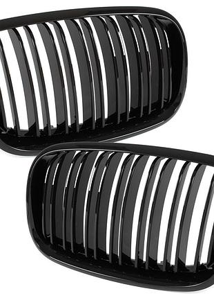 Решітка радіатора ніздрі bmw x5 e70 06-09 x6 e71 07-14 black glossy double bar
