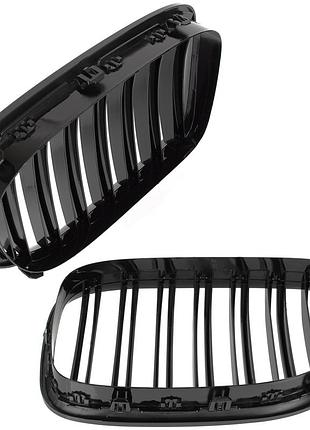 Решетка радиатора ноздри bmw 7 f01 f02 08-11 black glossy double bar