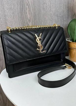 Качественная женская мини сумочка на цепочке ysl черный