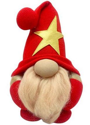 Мягкая игрушка "скандинавский гном", hand made (высота 26 см), (красный)