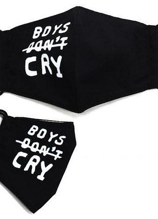 Многоразовая 4-х слойная защитная маска "boys donʼt cry" размер 3, 7-14 лет, черная