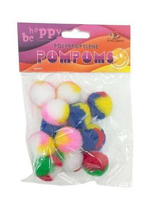 Помпоны полипропиленовые, 3см, 4 цвета, 12шт