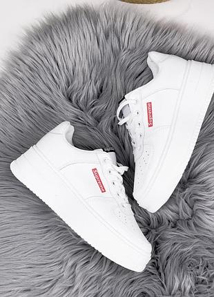 Белые кеды кроссовки supreme