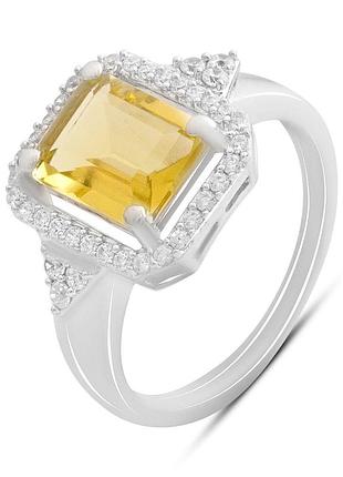 Серебряное кольцо komilfo с цитрином nano, вес изделия 3,71 гр (2189916) 18 размер