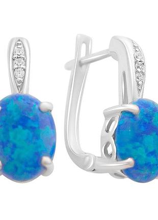 Серебряные серьги komilfo с опалом 1.862ct, фианитами (2170556)