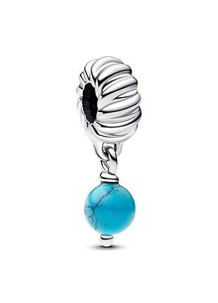 Серебряное кольцо pandora "подвеска бирюзового цвета"