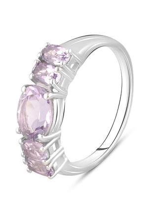 Серебряное кольцо amari с натуральным аметистом 1.1ct, вес изделия 3,2 гр (2107347) 18.5 размер