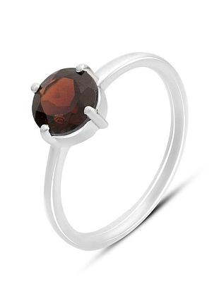 Срібне кільце komilfo з натуральним гранатом 1.525ct, вага виробу 1,72 г (2166412) 17 розмір