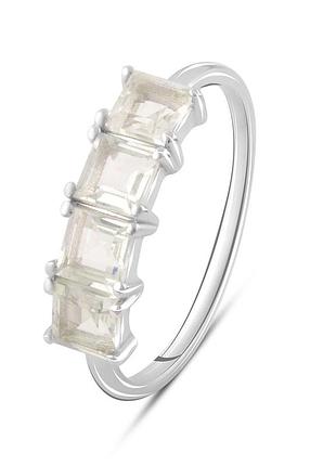 Серебряное кольцо komilfo с натуральным зеленим аметистом 1.363ct, вес изделия 1,84 гр (2083351) 18 размер