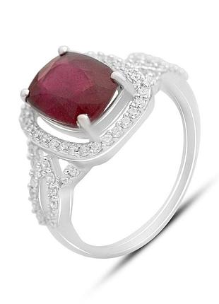 Срібне кільце komilfo з натуральним рубіном 5.075ct, вага виробу 4,25 г (2172734) 19 розмір