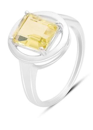 Срібне кільце komilfo з натуральним зеленим кварцом 2.995ct, вага виробу 3,46 г (2162049) 18 розмір