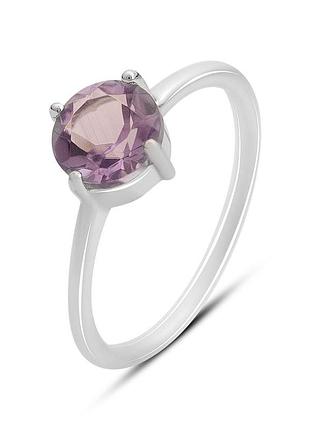 Срібне кільце komilfo з натуральним аметистом 1.25ct, вага виробу 1,53 г (2163725) 17 розмір
