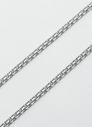 Серебряная цепочка шею плетение двойной якорь плоская