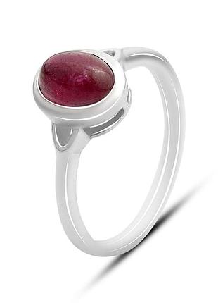Срібне кільце komilfo з натуральним рубіном 2.192ct, вага виробу 2,5 г (2159582) 17.5 розмір