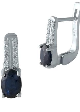 Серебряные серьги komilfo с натуральным сапфиром 2.2ct (0467559)