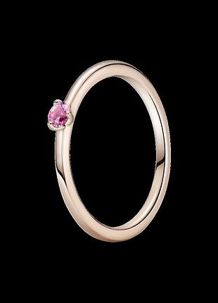 Серебряное кольцо pandora с розовым камешком.