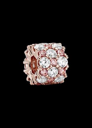Серебряное кольцо pandora "розовый блеск"