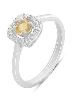 Серебряное кольцо komilfo с цитрином nano 0.308ct, вес изделия 2,01 гр (2190059) 17.5 размер