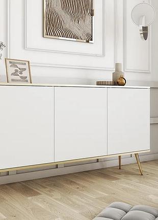Комод в гостиную oro k160 (белый / золотой)