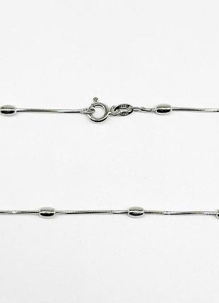 Серебряная цепь, плетение снейк с бочонками, размер 50 см x 0,1 см, вес: 5.5 г