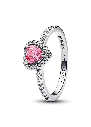 Серебряное кольцо pandora "розовое сердце"