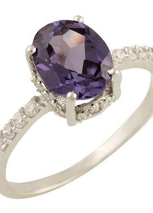 Серебряное кольцо komilfo с натуральным аметистом 1.928ct, вес изделия 2,16 гр (0866123) 18 размер 1.86, 17"