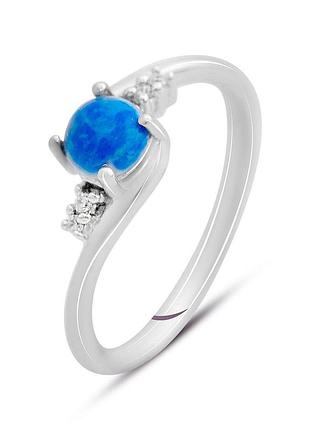 Серебряное кольцо amari с опалом 0.292ct, фианитами, вес изделия 1,72 гр (2146995) 16.5 размер