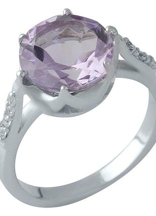 Серебряное кольцо komilfo с натуральным аметистом 3.03ct, вес изделия 4,31 гр (1996331) 18 размер