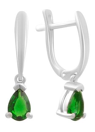 Серебряные серьги komilfo с изумрудом nano 1.1ct (2195665)