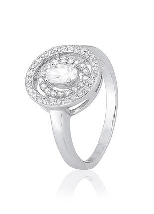 Серебряное кольцо с фианитами, размер 17,0, вес: 3.8 г