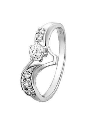 Серебряное кольцо с фианитами, размер 15,5, вес: 1.9 г