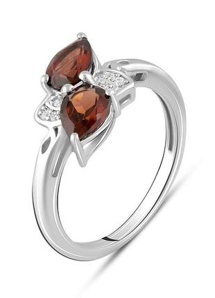 Серебряное кольцо amari с натуральным гранатом 1.7ct, вес изделия 2,93 гр (2104063) 18 размер