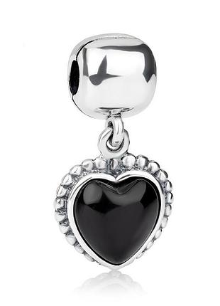 Серебряная бусина pandora "черное сердце"